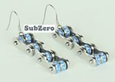 SubZero Crystal Roller 3 Link Earrings Silver
